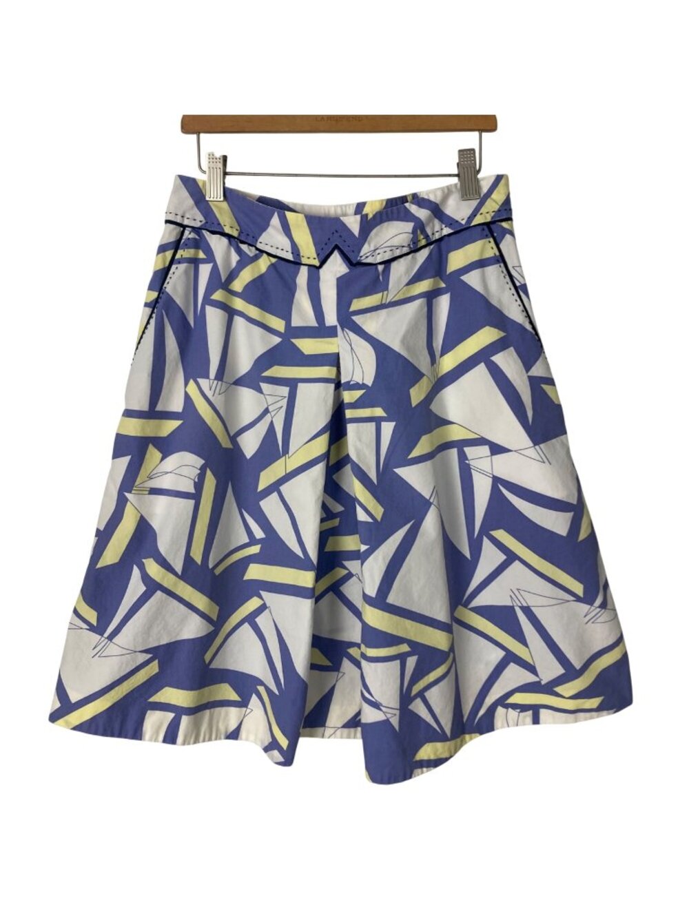 Anthropologie Odille Sailboat Print A Line Skirt Womens 4 Blue Yellow Coastal